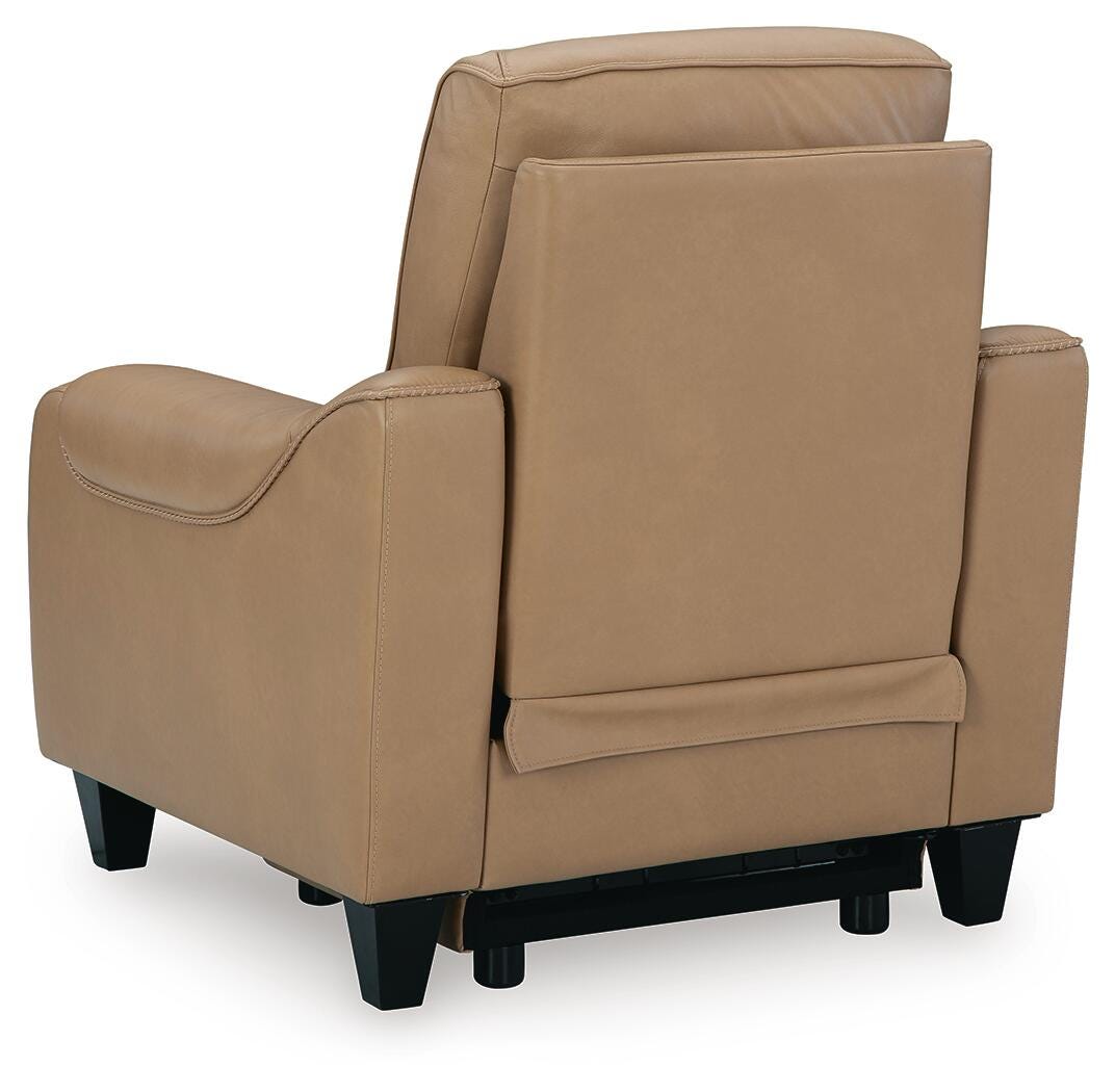 Mosswell Toffee Leather Power Recliner back view