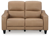 Mosswell Loveseat rear view showing leather upholstery