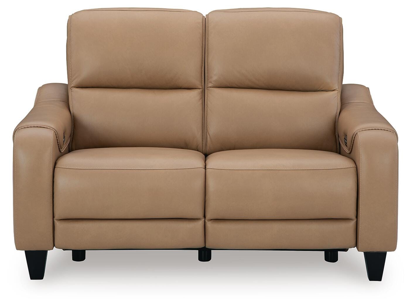 Mosswell Loveseat rear view showing leather upholstery