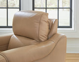 Mosswell Toffee Leather Power Recliner adjustable headrest