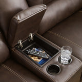Swatch of chocolate brown top grain leather upholstery