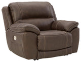 side view of Dunleith Chocolate Leather Power Recliner recliner