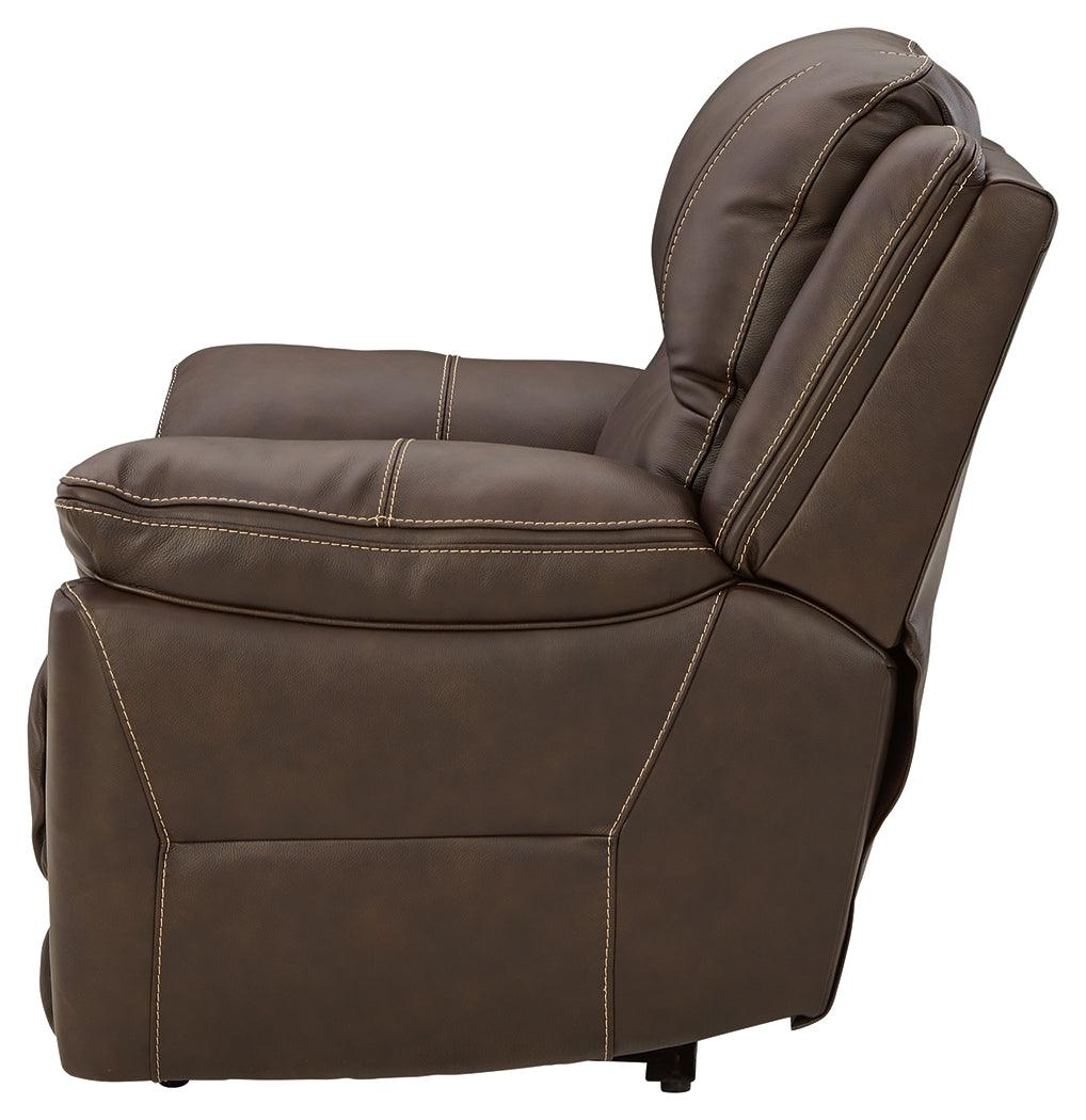 main view of Dunleith Chocolate Leather Power Recliner recliner