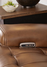 Close-up of power control and USB port on Temmpton sectional