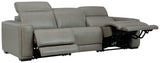 Correze Gray Leather 3-Piece Power Reclining Sectional sofa reclining position