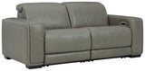 Correze Gray 2-Piece Power Reclining Sectional sofa reclined position side view