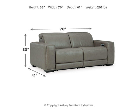 Correze Gray Leather 2-Piece Power Reclining Sectional - image 6