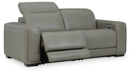 Correze Gray Leather 2-Piece Power Reclining Sectional - image 3