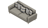 Dolce Padua cream and blue 3-seater sofa bed side view with walnut legs