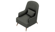 Dolce Black Armchair side view showing black fabric and walnut legs