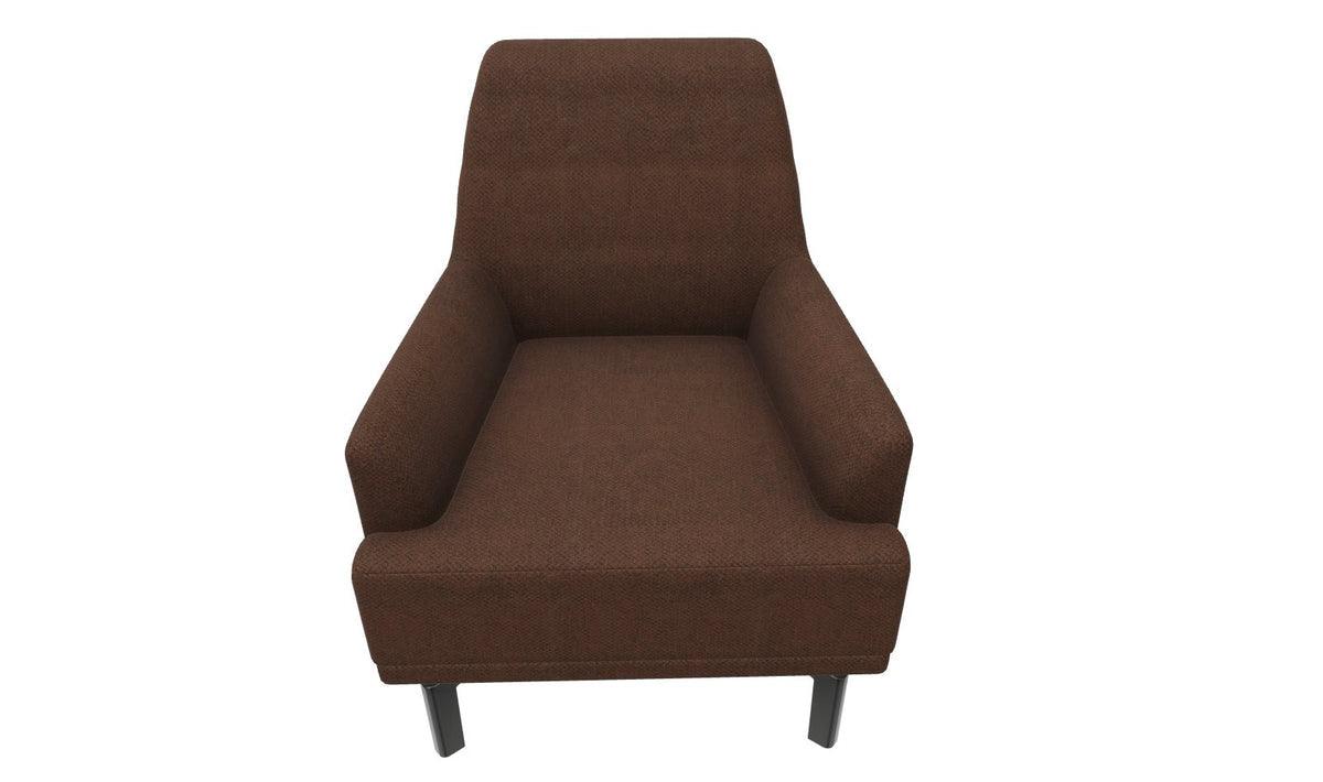 Brown upholstered Dorian Armchair front angle