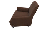 Side view of Dorian Brown Armchair with black metal legs