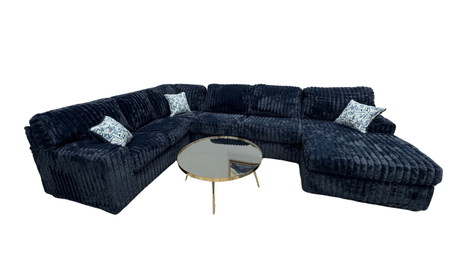 Side view of Austin Blue 3-piece sectional sofa
