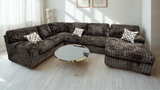 Austin Chocolate Thick Stripe Fabric 3-Piece Sectional from Decor Furniture