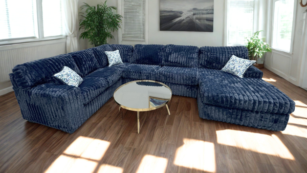 Austin Blue sectional sofa main view from front
