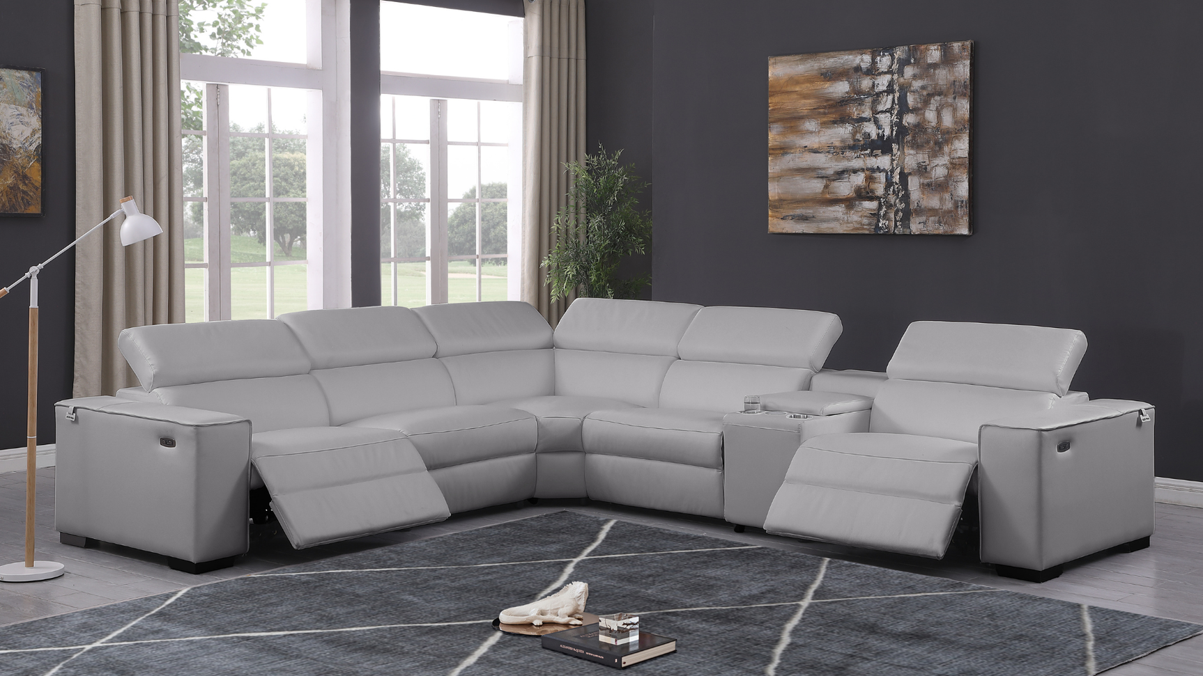 Picasso Light Gray 6-Piece Power Reclining Sectional