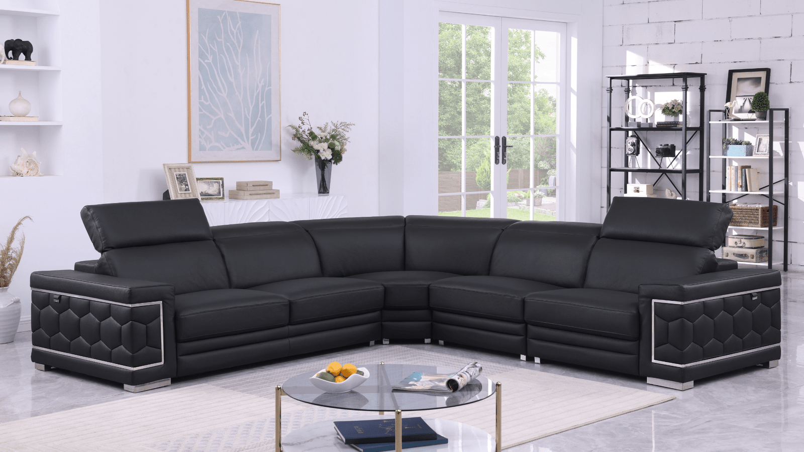 main view of Favo Black Leather Sectional sectional sofa