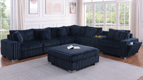 Snuggle Station Blue Reclining 6 or 7-Piece Sectional from Decor Furniture