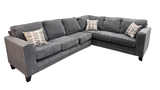 Side view of Thea Grey Fabric 2-Piece Sectional Sofa