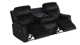 Willow Black reclining sofa with recliner engaged