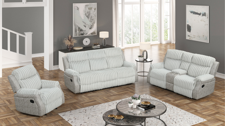 Willow Grey reclining sofa front angle