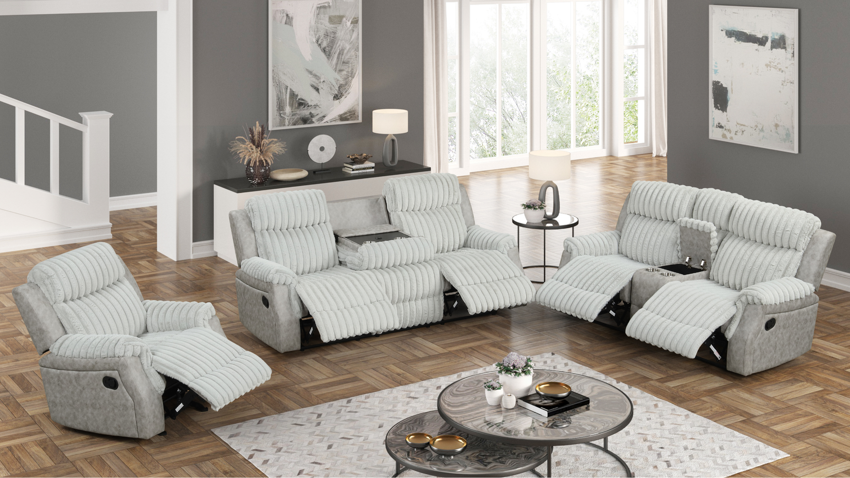 Willow Grey loveseat reclining position