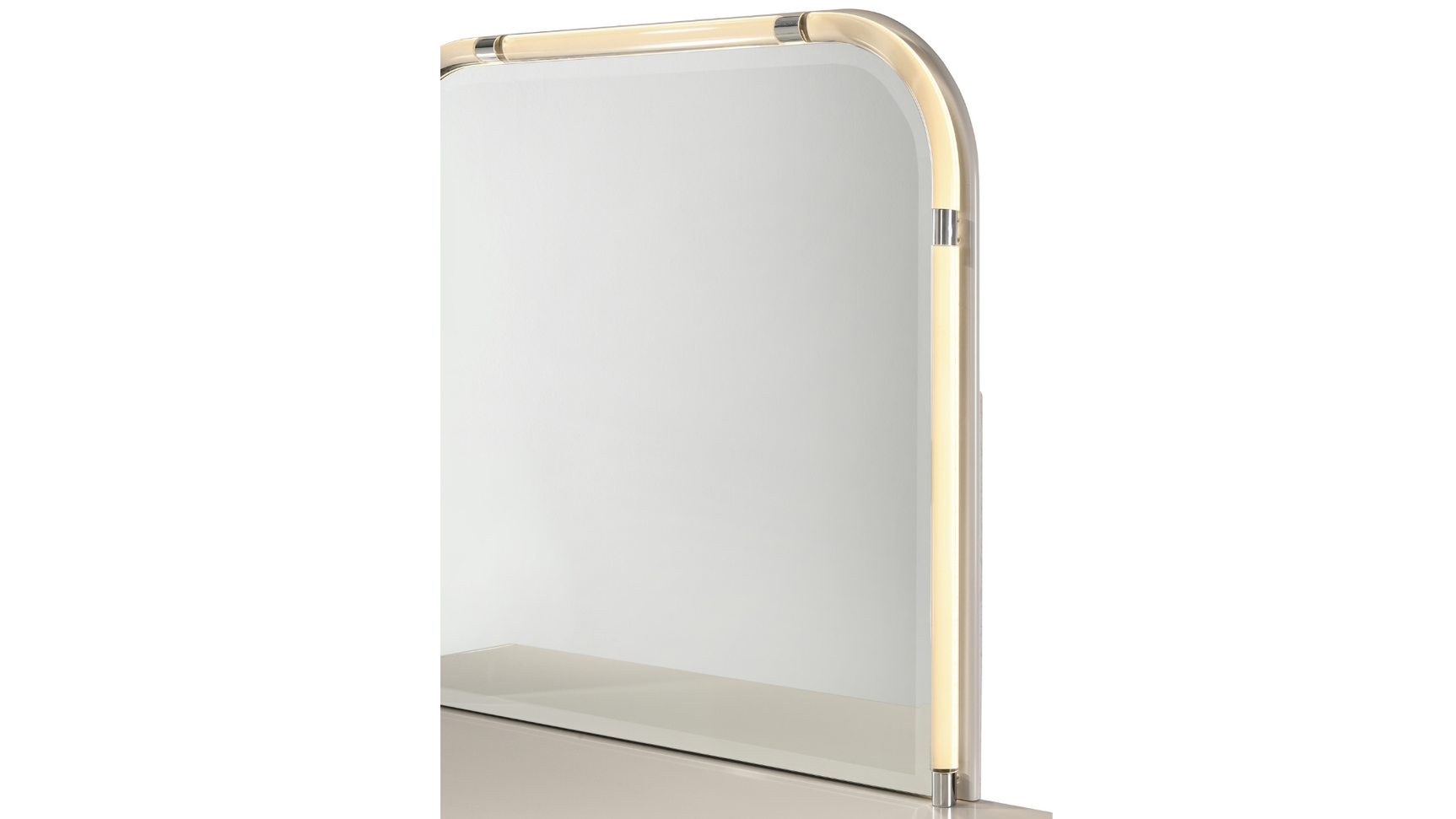 Delilah Beige Upholstered Bedroom Set with LED Mirror and USB Nightstand view 6