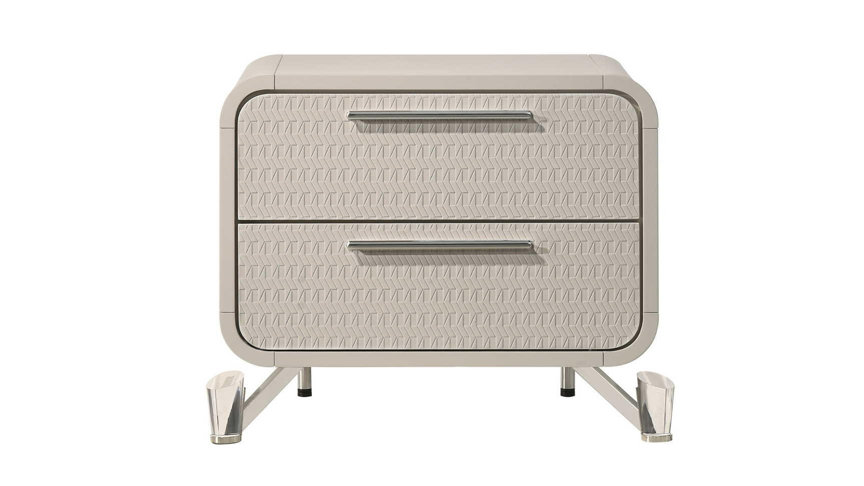Delilah Beige Upholstered Bedroom Set with LED Mirror and USB Nightstand view 7