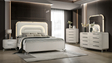 Delilah Beige Upholstered Bedroom Set with LED Mirror and USB Nightstand from Decor Furniture