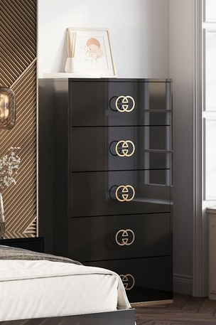 Vogue Black and Gold Chest - High Gloss Finish
