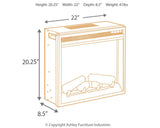 Dimensions diagram for electric fireplace insert W100-02