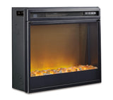 Electric fireplace insert with crushed glass and stones