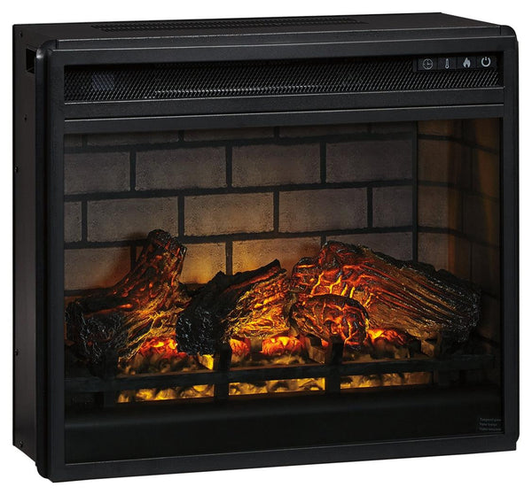 Ashley black electric infrared fireplace insert left angle