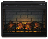 Black electric infrared fireplace insert head on view