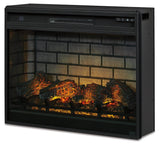 Black electric infrared fireplace insert angled left