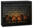 Black electric infrared fireplace insert angled right