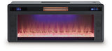 Black electric fireplace insert with faux birch logs front view
