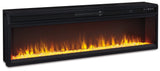 Side view showing slim depth of the black electric fireplace insert