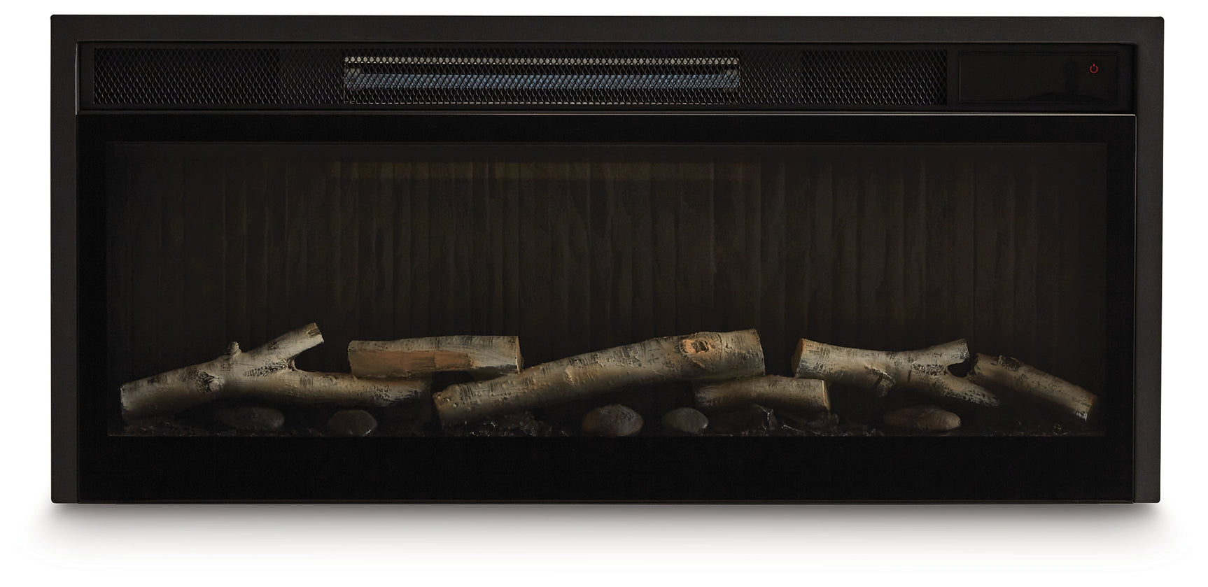 Electric fireplace insert head-on with flame off