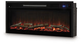 Electric fireplace insert glowing orange flame alternate angle