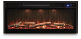 Electric fireplace insert head-on glowing orange flame