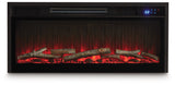Electric fireplace insert head-on glowing red flame