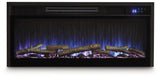 Electric fireplace insert head-on glowing white flame
