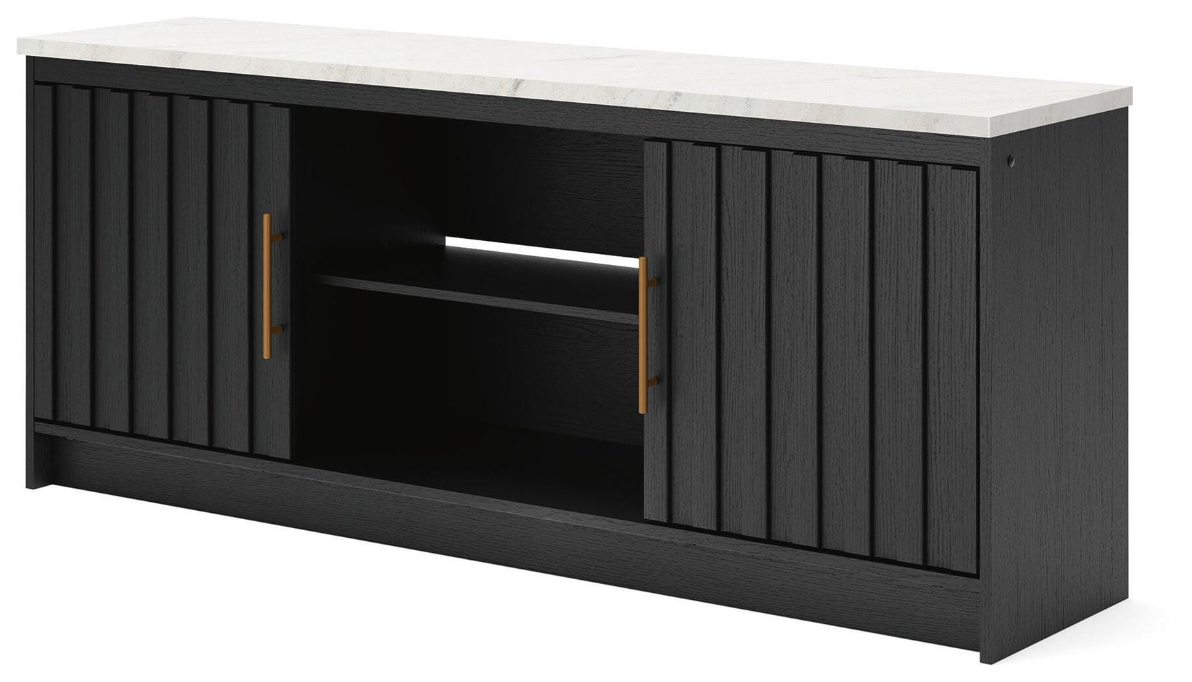 Cadmori Black/White 63" TV Stand angled view