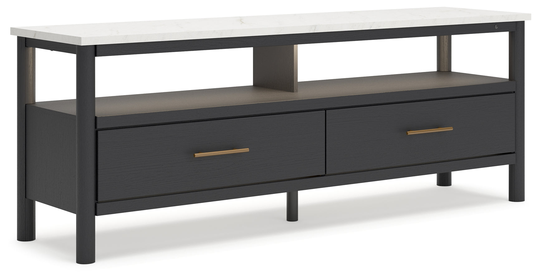 Ambient lighting illuminated under Cadmori TV stand top