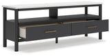Open shelf and drawer details of Cadmori TV stand