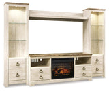 Willowton Entertainment Center side angle showing piers and LED lighting