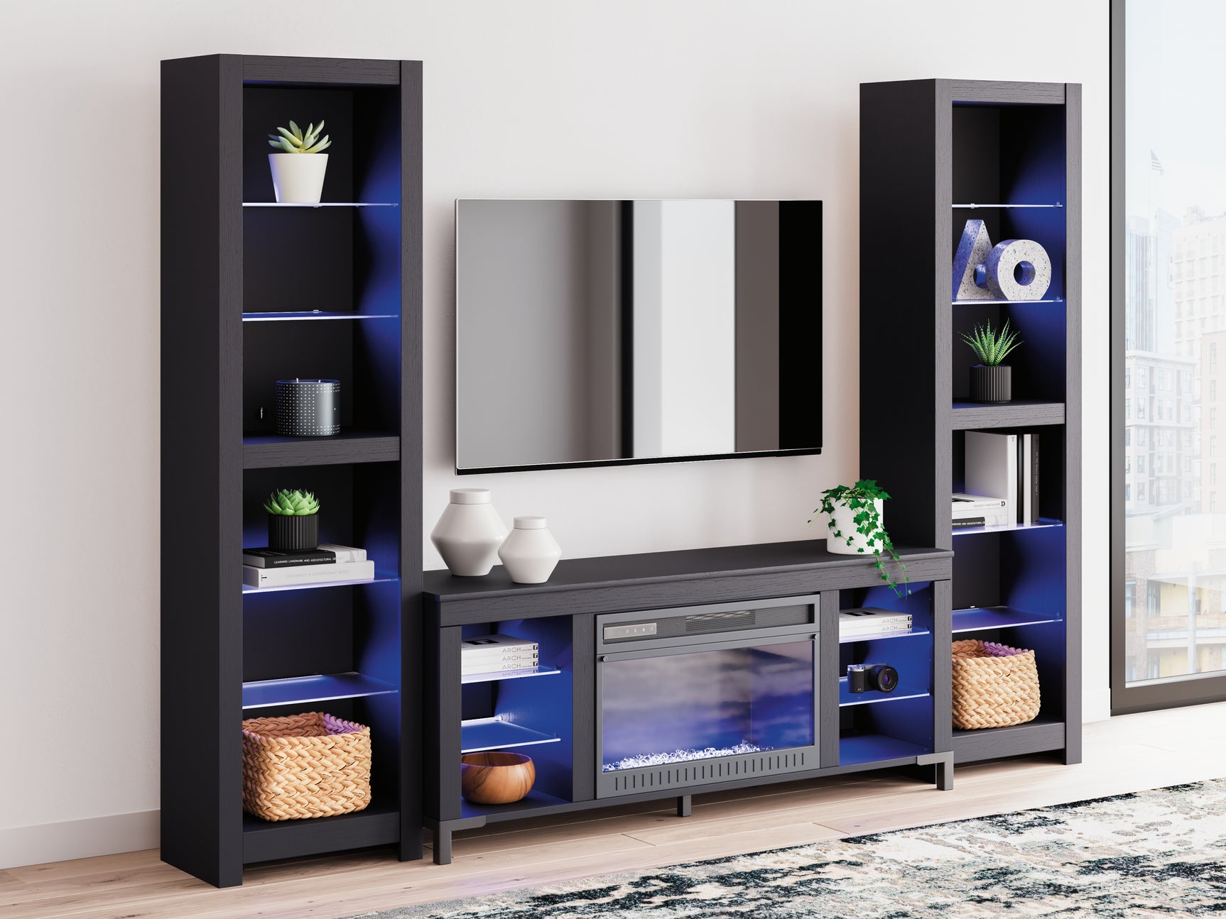 LED backlighting detail on shelves