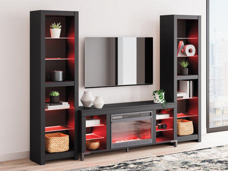 Electric fireplace close-up with flame effect