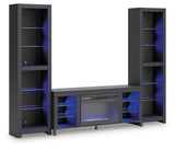 Backlit piers with glass shelves and red LED lighting